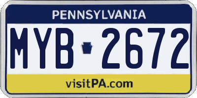 PA license plate MYB2672