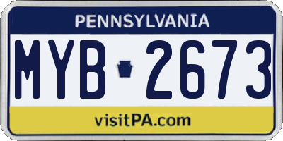 PA license plate MYB2673