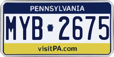 PA license plate MYB2675