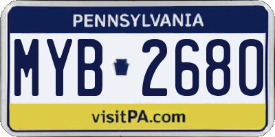 PA license plate MYB2680
