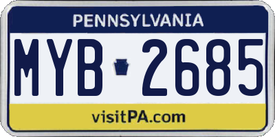 PA license plate MYB2685