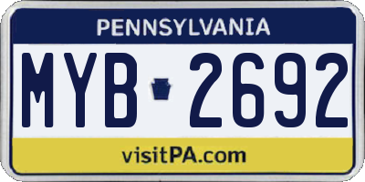 PA license plate MYB2692