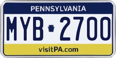 PA license plate MYB2700