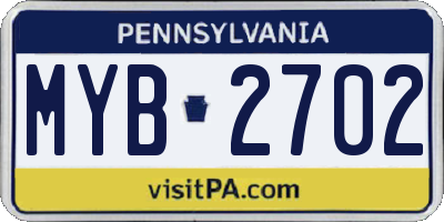 PA license plate MYB2702