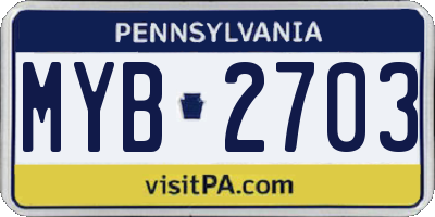 PA license plate MYB2703