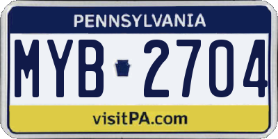 PA license plate MYB2704