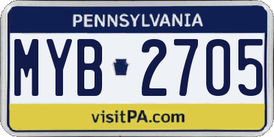 PA license plate MYB2705