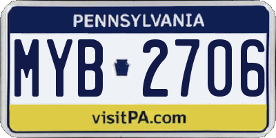 PA license plate MYB2706