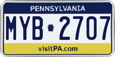 PA license plate MYB2707
