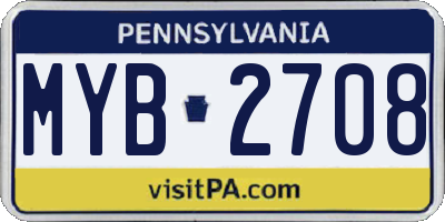 PA license plate MYB2708