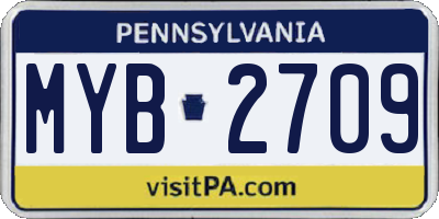 PA license plate MYB2709