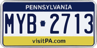 PA license plate MYB2713