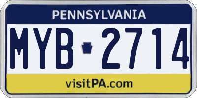 PA license plate MYB2714