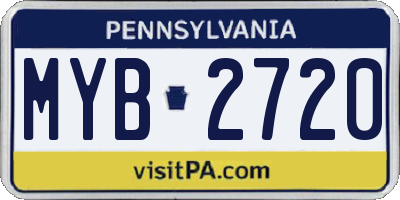 PA license plate MYB2720