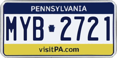 PA license plate MYB2721