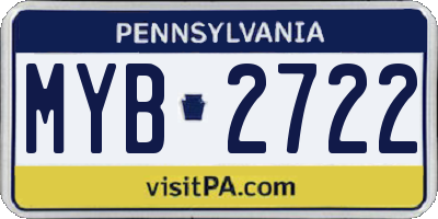 PA license plate MYB2722