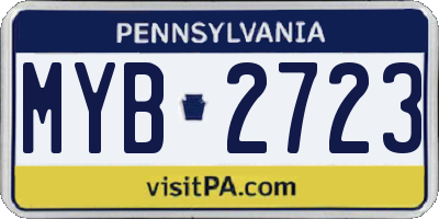 PA license plate MYB2723