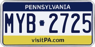 PA license plate MYB2725
