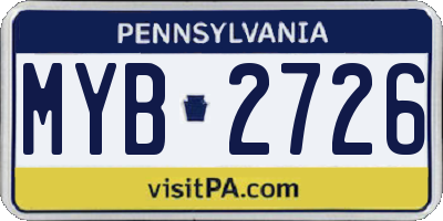 PA license plate MYB2726