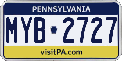 PA license plate MYB2727