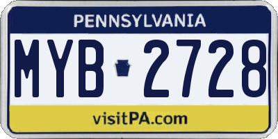 PA license plate MYB2728