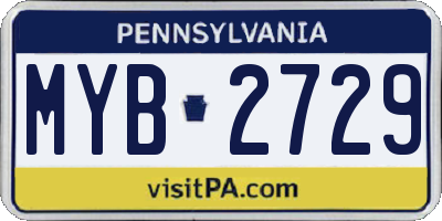 PA license plate MYB2729
