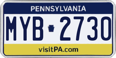PA license plate MYB2730