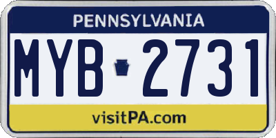 PA license plate MYB2731