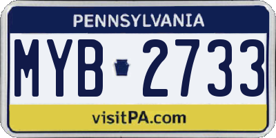 PA license plate MYB2733
