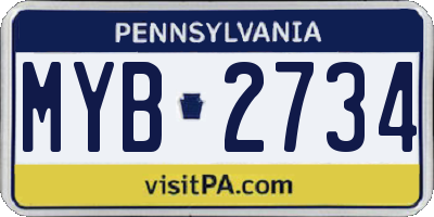 PA license plate MYB2734