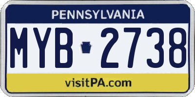 PA license plate MYB2738