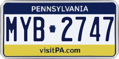 PA license plate MYB2747