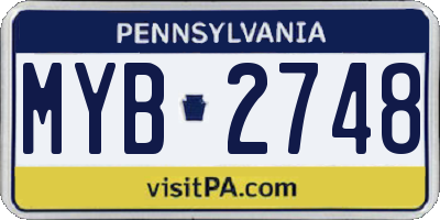 PA license plate MYB2748