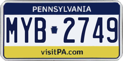 PA license plate MYB2749