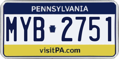 PA license plate MYB2751