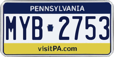 PA license plate MYB2753