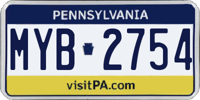 PA license plate MYB2754