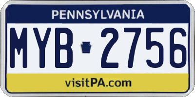 PA license plate MYB2756