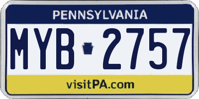 PA license plate MYB2757
