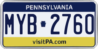 PA license plate MYB2760