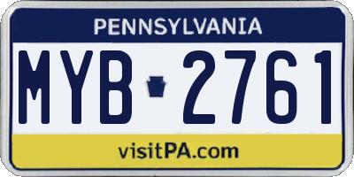 PA license plate MYB2761
