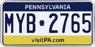PA license plate MYB2765
