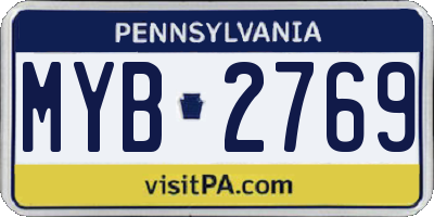 PA license plate MYB2769