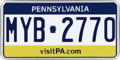 PA license plate MYB2770