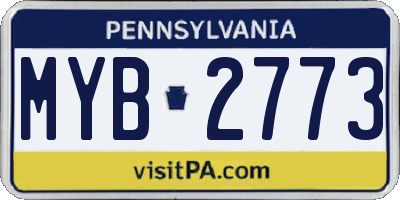 PA license plate MYB2773
