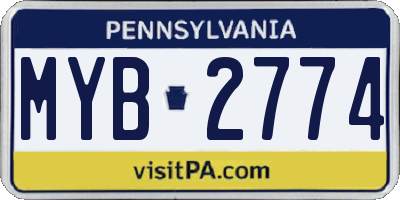 PA license plate MYB2774