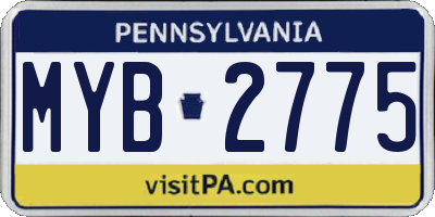 PA license plate MYB2775