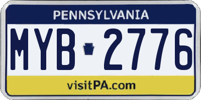 PA license plate MYB2776