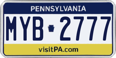 PA license plate MYB2777