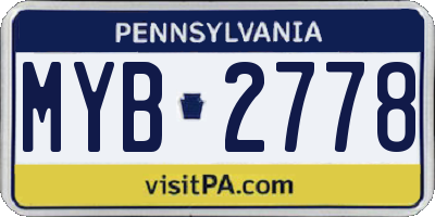 PA license plate MYB2778